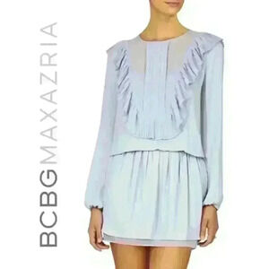BCBGMAXAZRIA Kristey Pleated Ruffle Bib Mini Dress